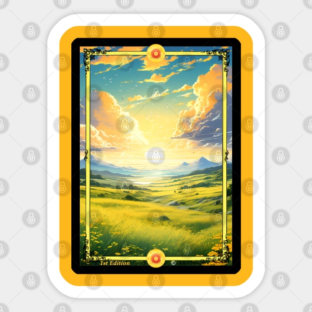 Sunny Grassy Plains Scene - TCG Border Full Art - 1st Edition Sticker by Rogue Wizard